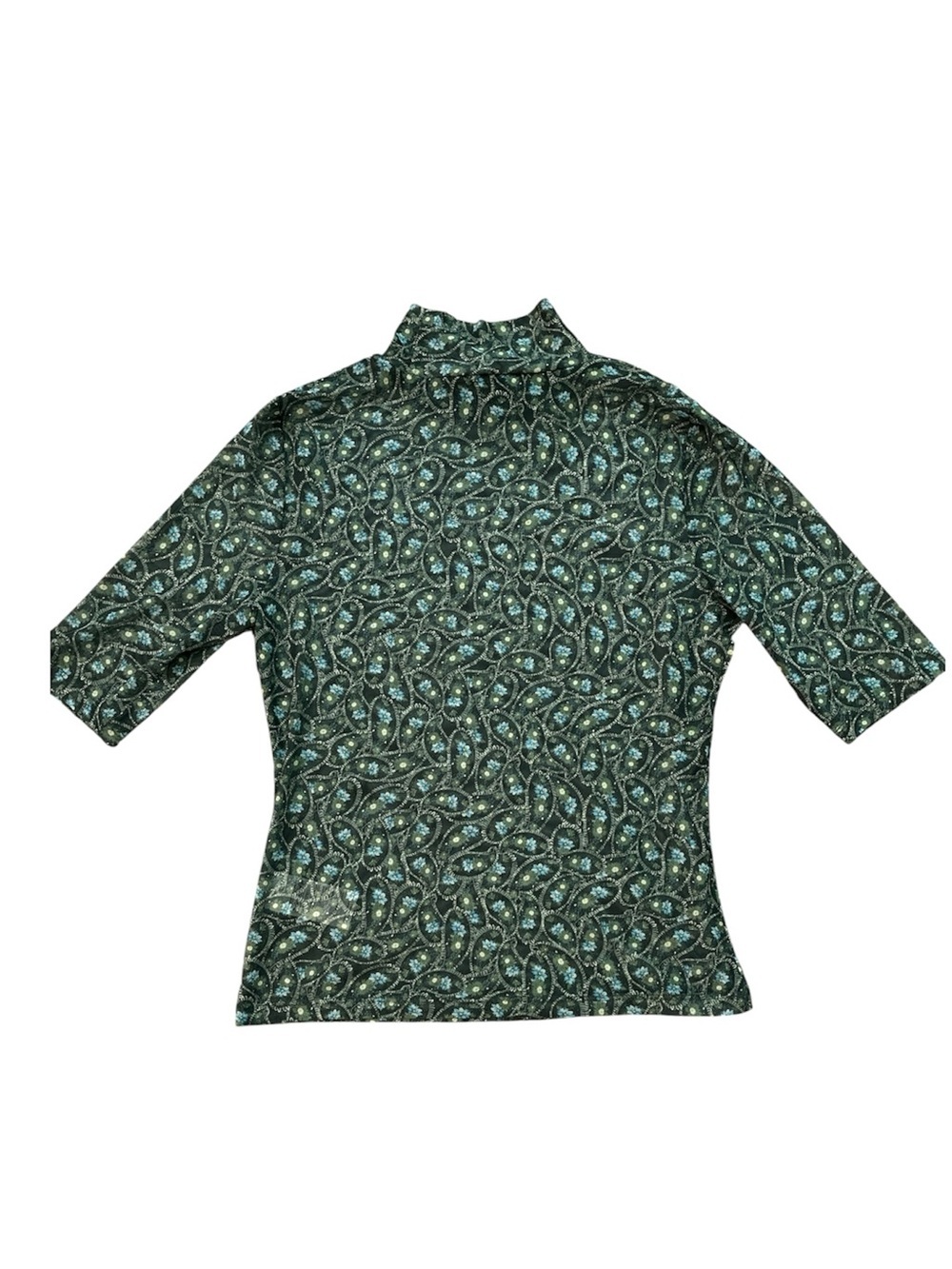 Anthropologie Printed Mock Neck Mesh Top | Size M - Picture 3 of 7